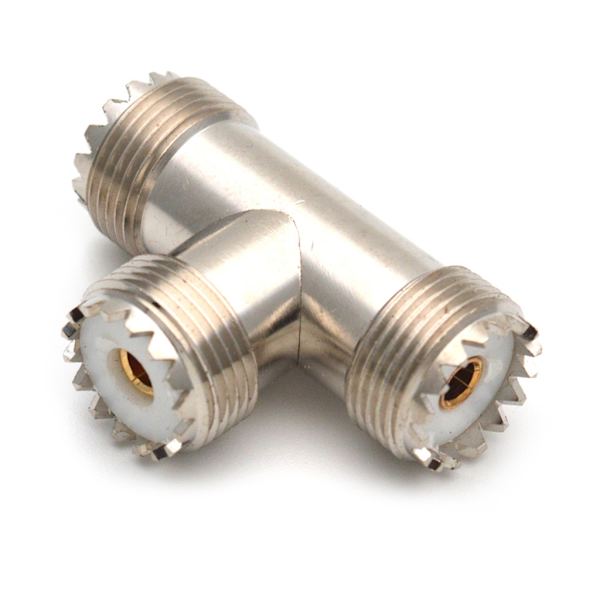 1st SL16 UHF SO239 hona trippel tee typ 3-vägs splitterkontakt S0239 UHF hona till dubbel hona typ T-adapter