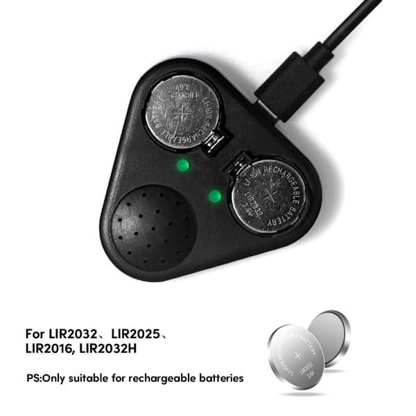 Batterioplader Stemmepåmindelse til LIR2016/LIR2025/LIR2032 knapcellebatteri