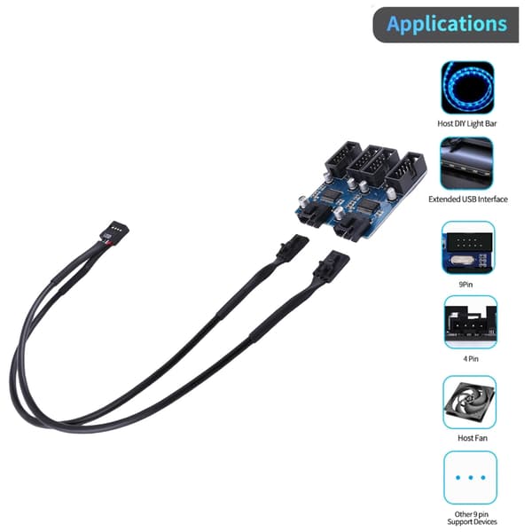 9-pin USB-header splitter 1 til 2/4 hun-forlængerkabelkort til bundkort