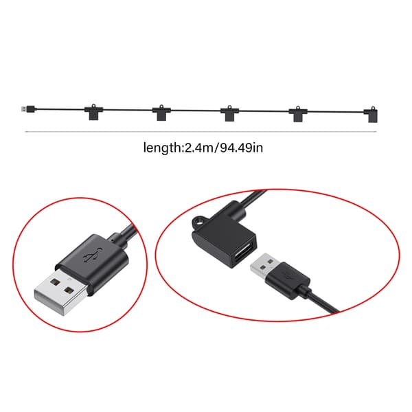 USB Han til 5 USB Hun Forlænger Strømkabel til 5V LED Lys Lampe Ventilator