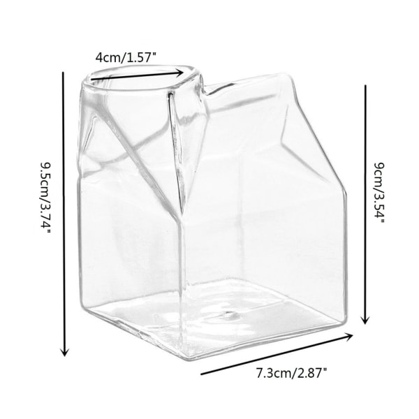 Mjölklåda Form Glaskoppar Klara Cocktails Glas Mini fyrkantig behållare Kanna Studenter Dricker Flaska Te Dryckesartiklar