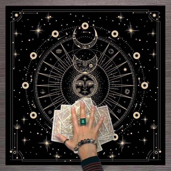 Tarots Bordsduk Rune Divinations Cover Astrologi Oracles Brädspelsmatta Fyrkantig form Pendel Altare Bordsduk 60x60cm