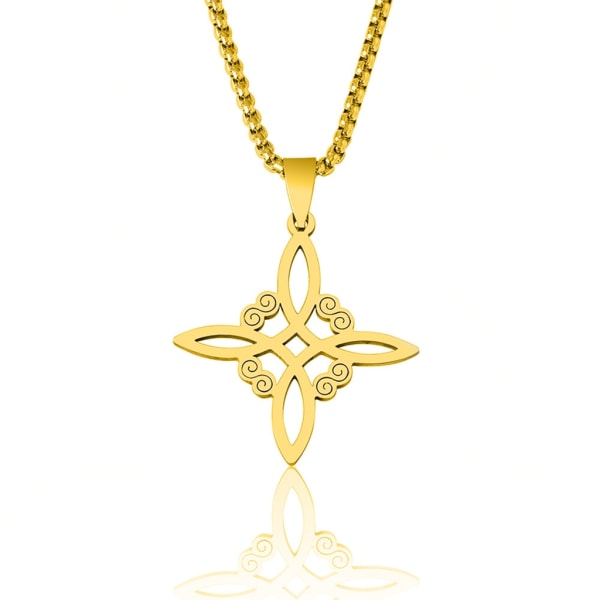 Irländsk-keltisk knut Halsband Häxor knut Chokerkedja Wiccan Symbol Charm Vintage Skydd Smycken för män kvinnor Gold-color