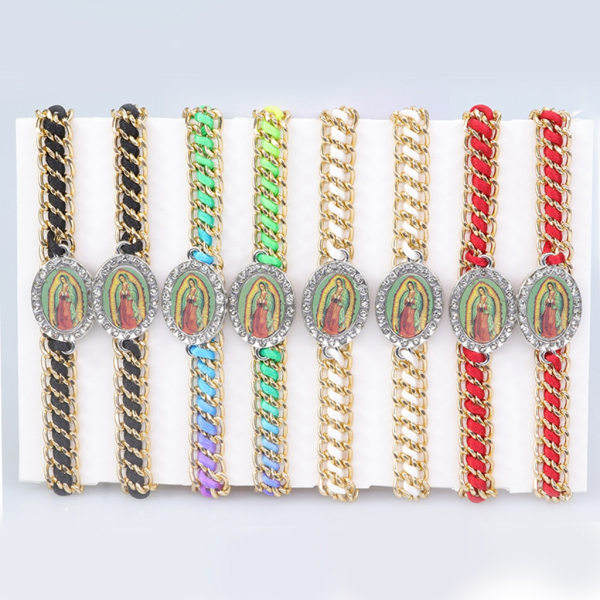 Virgin Maria Spot Drill Armband Handvävt armband kan bäras av män och kvinnor som gåvor eller bönearmband 4-färgad Multicoloured