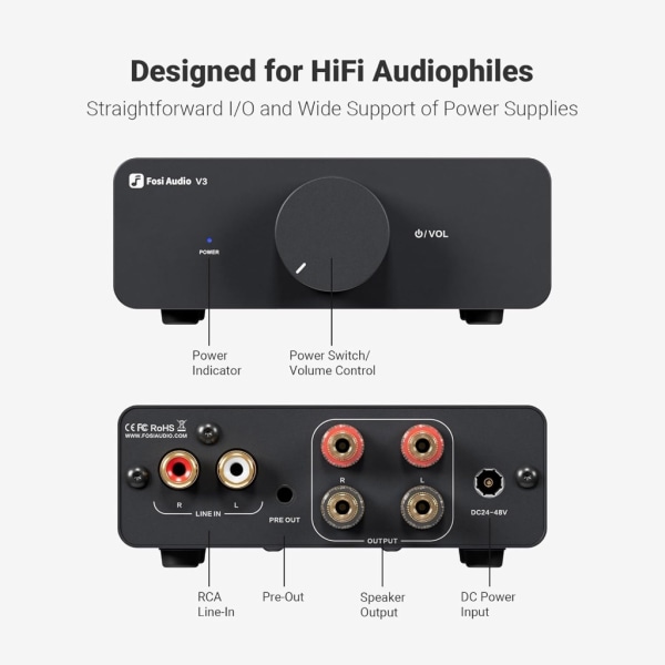 Stereoförstärkare Home Audios 300Wattsx2 Power TPA3255 Class D Mini Amp 2 Channel Audios Komponent för tornhögtalare UK