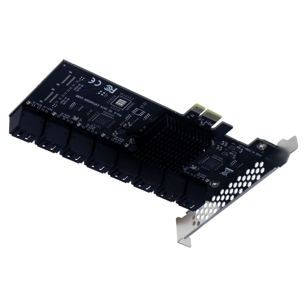 PCIE SATA III 16-portars kontrollerkortplatser PCIe 2.0 1X till SATA3.0-adapter 6 Gbps expansionskort för Chia Mining för w/C Red line