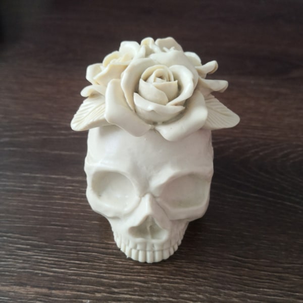 3D Rose Flower Skull Ljus Form UV Kristall Epoxi Form Handgjord mänsklig för huvud Skelett Silikon Mol