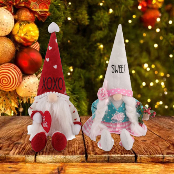 Alla hjärtans dag Gnome Plysch Hjärta Blomma Skandinavisk Tomte Elf Dekorationer Tomte null - Male