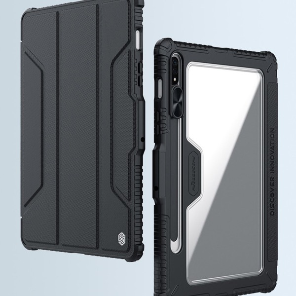 För S8 Tablet för Case Magnetisk Stativ Cover För S8 Plus Kamera för Skydd Cover Med pennhållare Black S8