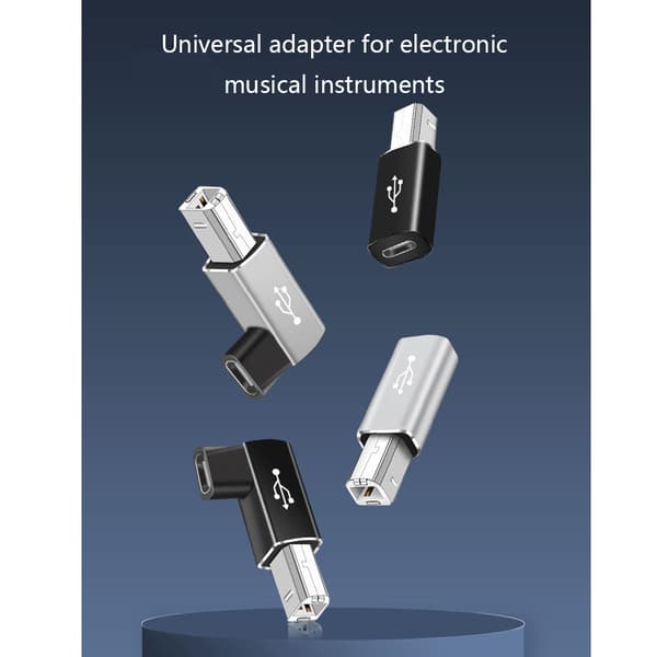 Fyrkantig typ C till USB konvertering för pianotelefon Tablet Elektronisk skrivare MIDI-adapter honan Silver Straight