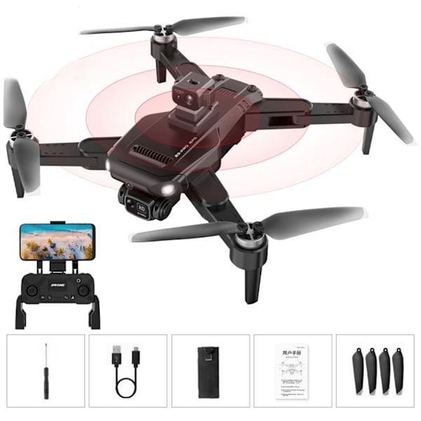 Borstlös RC Drönare 4-axlig Vikbar RC Quadcopter Optisk Flöde Dubbel-Kamera Fjärrkontroll Drönare 6-12 År Barn Vuxen Favorit