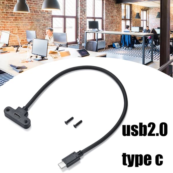 Högkvalitativ USB Typ C Hane till Hona Panelmonteringskabel för Data & Ström 30cm