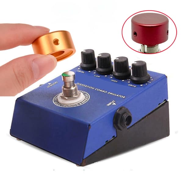 Elektrisk gitarr Effekt Pedal Toppers Gitarr Effekt Fot Spik Cap med insatsskruvar Gitarr Effekt Make Cap Metallknappar Blue