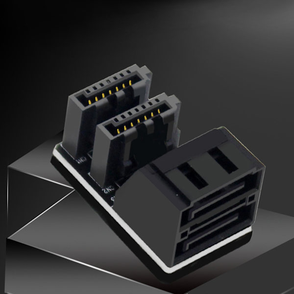 90/180 graders vinklad dubbeldäck SATA 6GB 7-stift hona till 7 stift hane-adapter för stationära datorer moderkort moderkort null - B