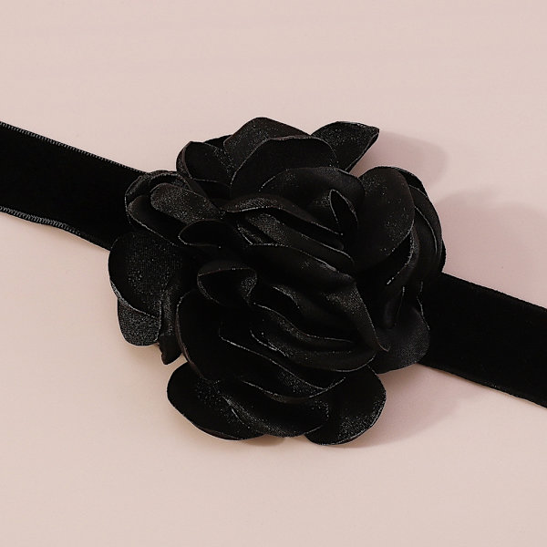 Romantiska Big Rose Flower Choker Halsband Breda Mjuka Svarta Sammets-Party Halsband för kvinnor Fashion Statement Smycken White