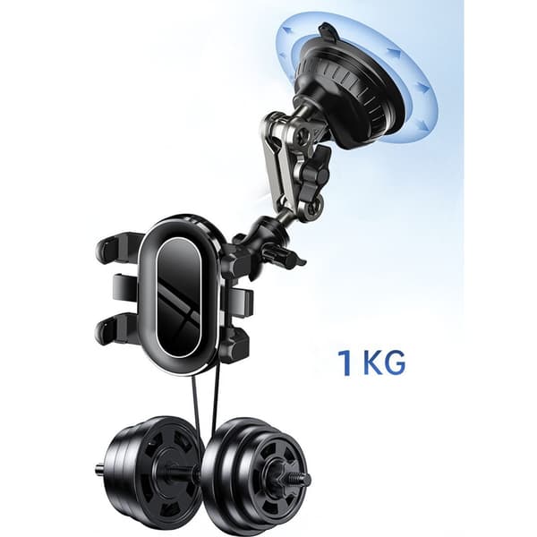 Telefonholder til bil, dobbelt monteringssystem, fleksibel arm, aluminium, 4,7-6,7 tommer Bluetooth model