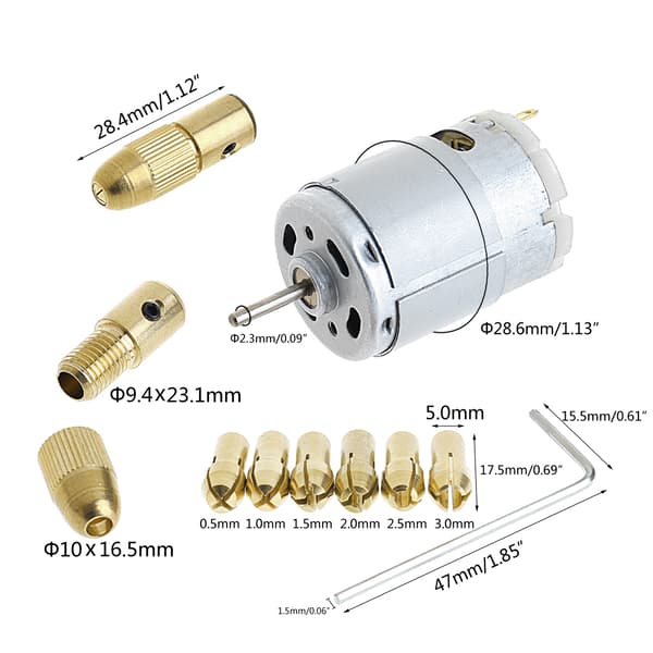Ny Mini Mirco Elektrisk PCB Motor Drill Press Borebits Verktøy Bor 12V