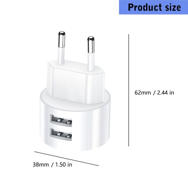 Doble USB-reiseladere 5V2/1A hurtiglading europeiske plugger små for reise