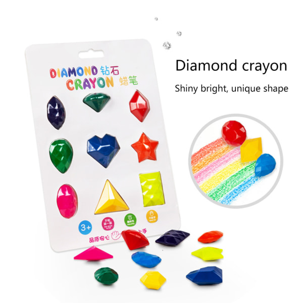 9 färger diamantformade kritor Ej giftig Tvättbar målning Ritningsvax för baby