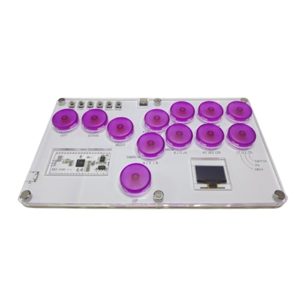 Fighting Box Mini Hitbox Arcade Controller Fighting Stick Street Fighters Game Joystick Mekanisk knapp Hållbar för PC Transparent purple