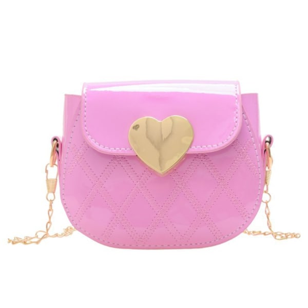 Mode Hjärtmönster Crossbody-väska för små flickor Söt mini-axelväska Barn Små Messenger-väskor Myntväska Pink