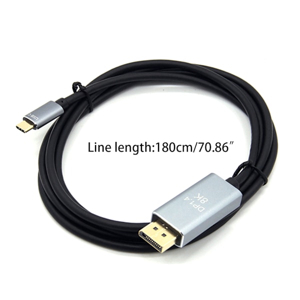 5,91 fot USB C till DisplayPort 1,4-kabel 8K Typ-C till DP Alt Mode Video Converter