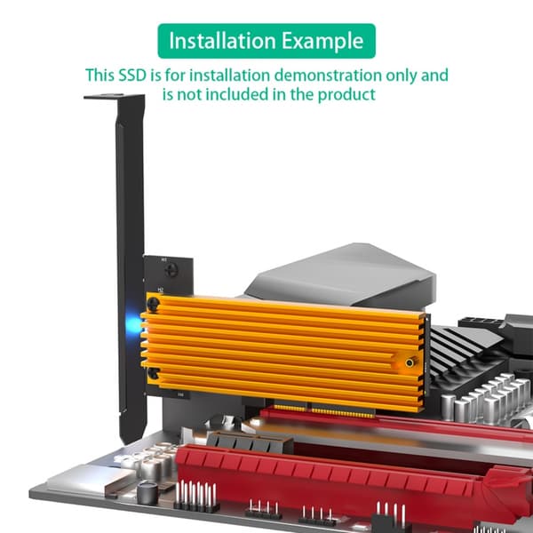 PCIe 4X Adapterkort for M.2 NVME Solid State-disker med integrert kjøleribbe