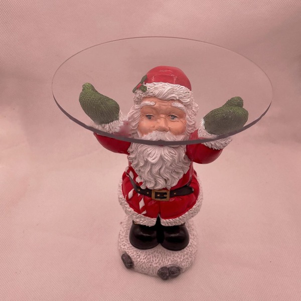 Christmas Santa Claus Staty Holding Snack bricka Resin Skulptur Godsaker Hållare null - Bring a plate Leaning back