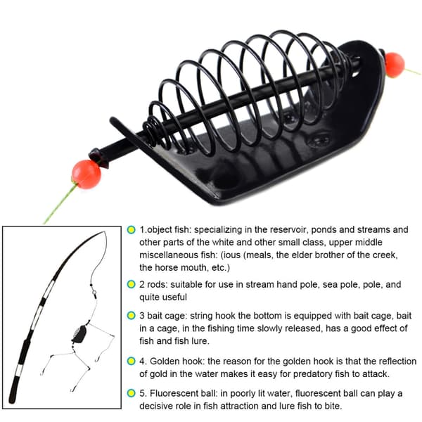 20-100g Fiskemaddingbur Ståltråd 3 Line Krog Fiskefoder med Holder 90g