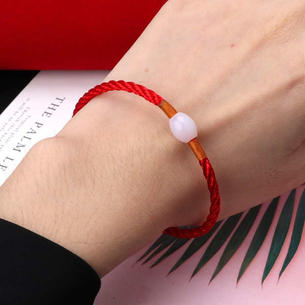 Fashion Chic Transfer Pärla Röd String Armband Amulett Justerbar Flätad Röd Rep Armband Present till pojkvän Flickvän