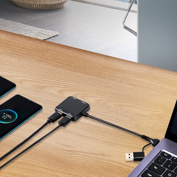 USB C til USB Hub-adapter 4 i 1 USB3.0 til computere, tablets og smartphones
