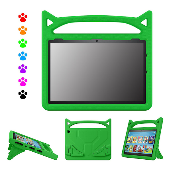 Til Helt Ny Fire HD-10 Tablet 2021 Etui Giftfri EVA Skum Stødsikkert Stativ Børnevenligt Tablet Cover med Håndtag