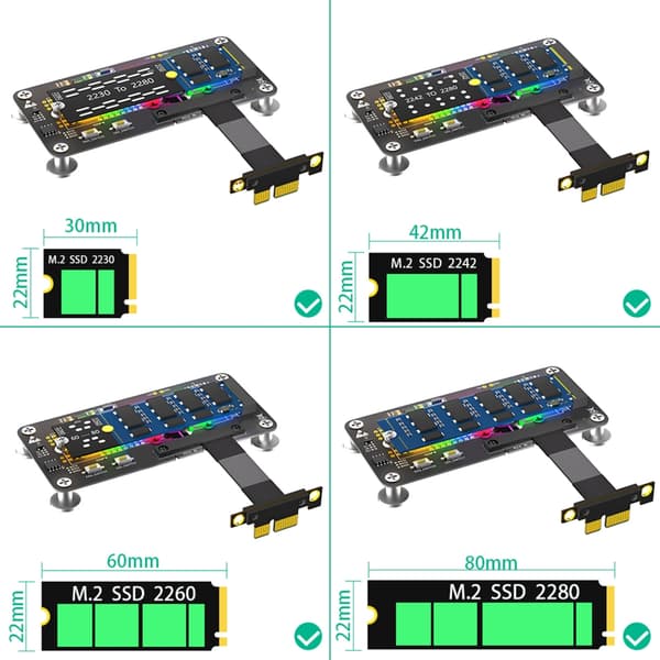 Snabb M.2 NGFF NVME SSD till PCIE 1X Förlängningskabel för att Boosta Dator