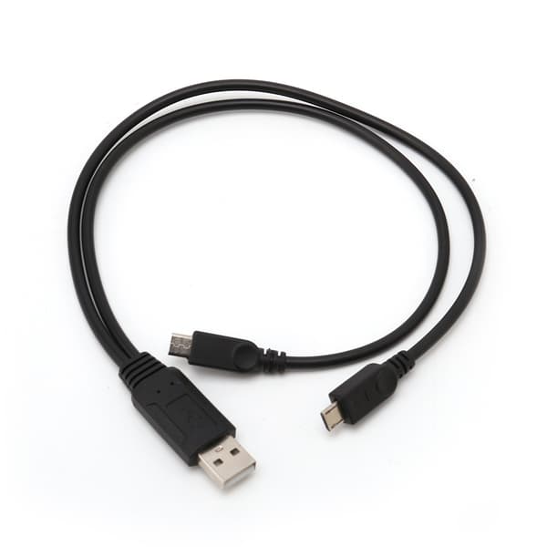 Bærbar 38cm USB Hann Universal Micro USB Dobbel Hann Y Adapter Splitter Kabel
