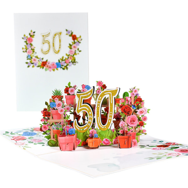 3D-blomsterjubileumskort gratulationskort med litet kort kuvertsats för bröllopsparets födelsedagsminne 20