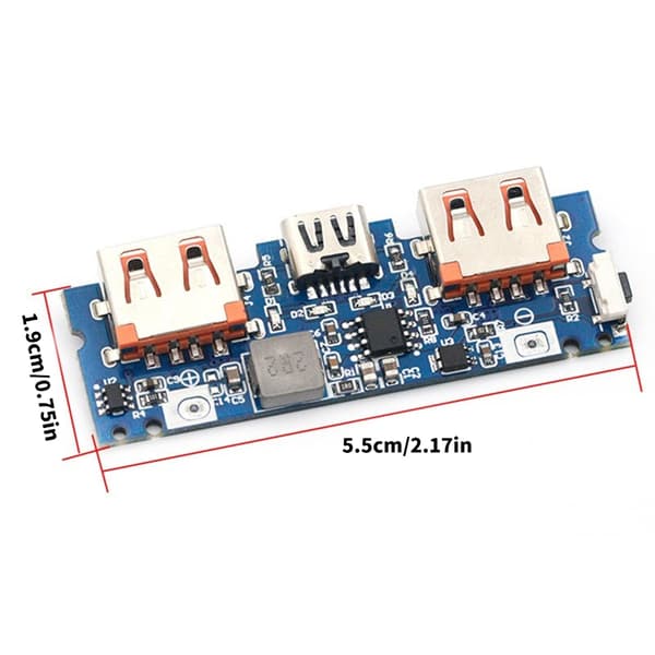 Typ C Powerbanks Kretskort Dubbel USB 5V 2.4A Batteri Boost Modul