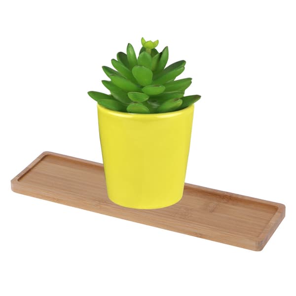 Rektangulær Bambus Tre Fat Plantebrett Mini Plante Blomsterpotte Stativ