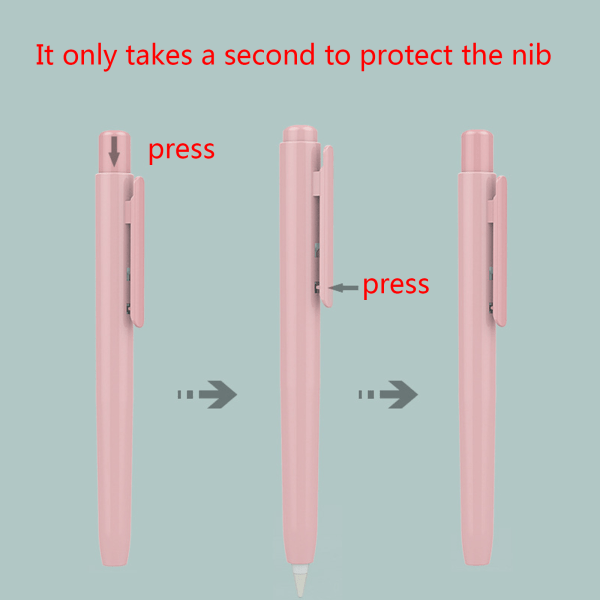 Case för apple Pencil 1 för pekpenna för case med klämma Indragbar spets för skydd Fjäder men Pink