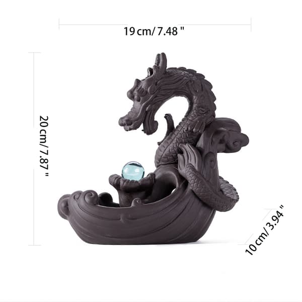 Keramisk Dragon Playing Bead Backflow Rökelse för Burner Keramikhantverk