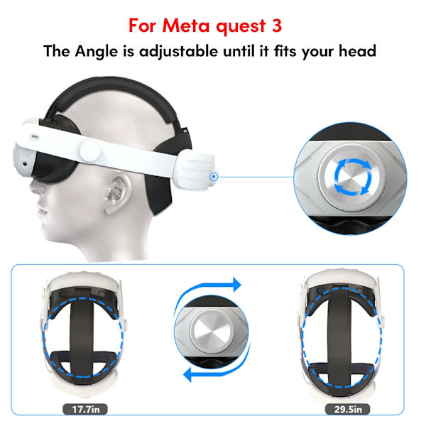 Justerbart huvudband för Quest3 Bekvämt VirtualReality-glasögon Huvudband Ergonomisk design för spelupplevelse Pure white