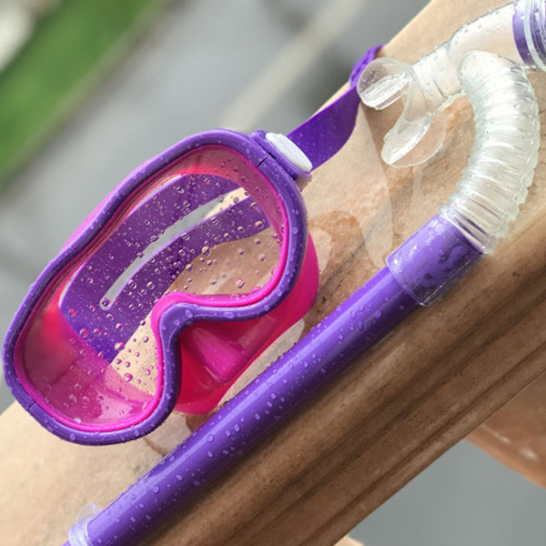 Barn Snorkel Set Scubas Snorkelmasker Simglasögon Glasögon med torra snorklar Rörutrustning Dykutrustningssatser Lake Blue
