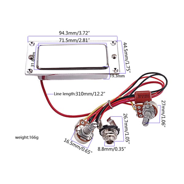 Högpresterande elgitarr förkopplad gitarrpick-up Mini Humbuckers Pickup