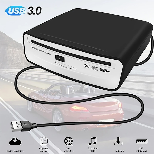 USB-liitäntäinen autosoitin DVD-levysoitin Ulkoinen stereo kannettavalle tietokoneelle ja pöytäkoneelle