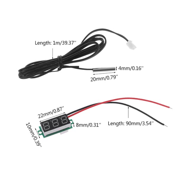 0,28\" Digitalt Termometer med 1m NTC Metallprobe -20℃~100℃ Bærbart
