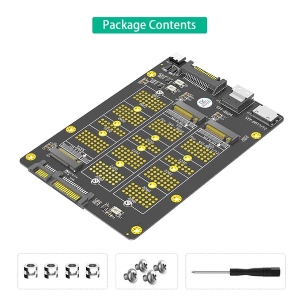 Effektiv adapter til konvertering af M.2 NVMe solid state-diske til SFF 8611 8654