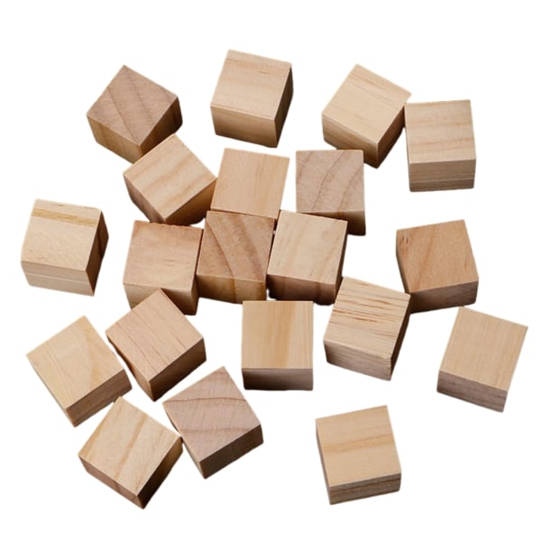 10/25/25mm Trä Kvadratiska Block Mini Kuber Utsmyckning för Träarbete Hantverk DIY
