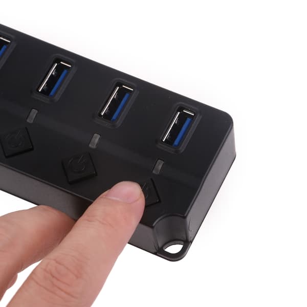 Brugervenlig 1 til 7 Port USB3.0 Hub med LED Lysindikator USB Splitter