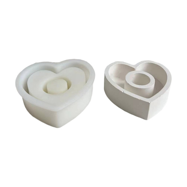 Silikonform Non-stick Lysestake Gipsform for Hjerteformet Lys Såpe L