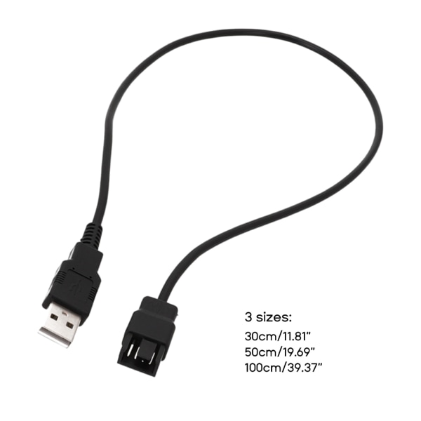 USB till 4-stifts power för fläkt för bärbar dator USB till 4-stift 3-stifts power för fläkt- 30 cm 50 cm 100 cm PVC-linje 30