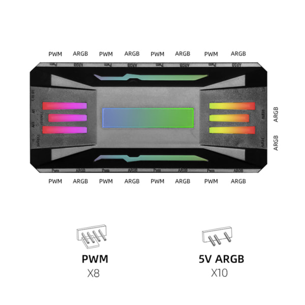 Coolmoon ARGB Controller Fläkt för Smart Remote Control 4Pin PWM 3Pin ARGB Cooling för PC för Case Chassis Radiator White